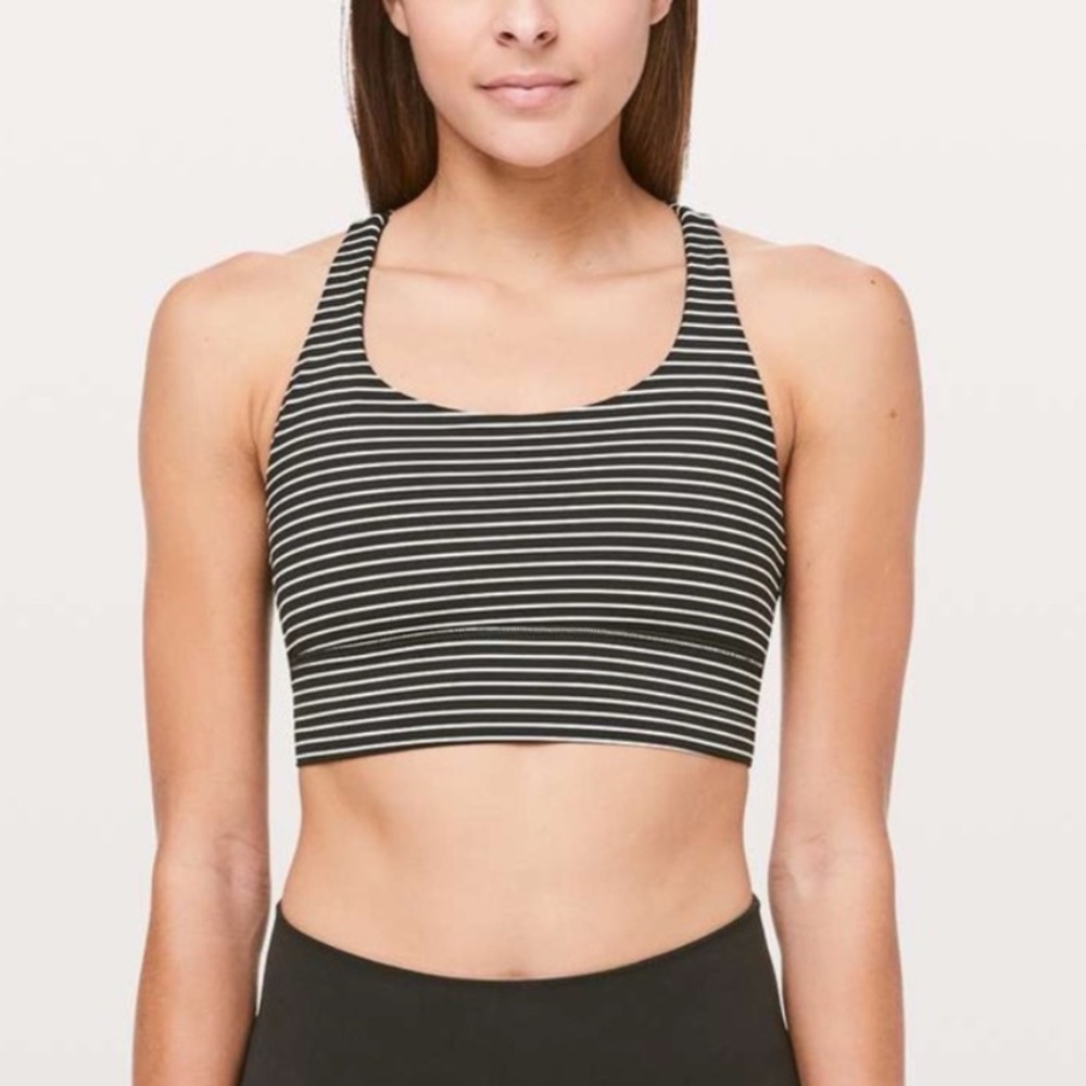 lululemon athletica Black and White Striped Sports Bra